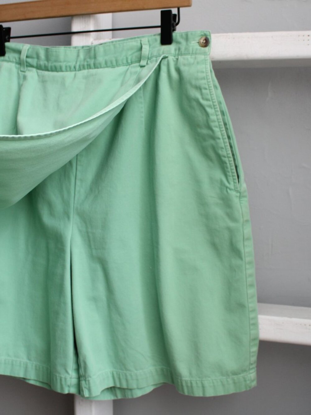 Lands End VTG Womens Green Cotton Twill Wrap Front Skort High Waist Shorts sz 14 - Picture 4 of 5
